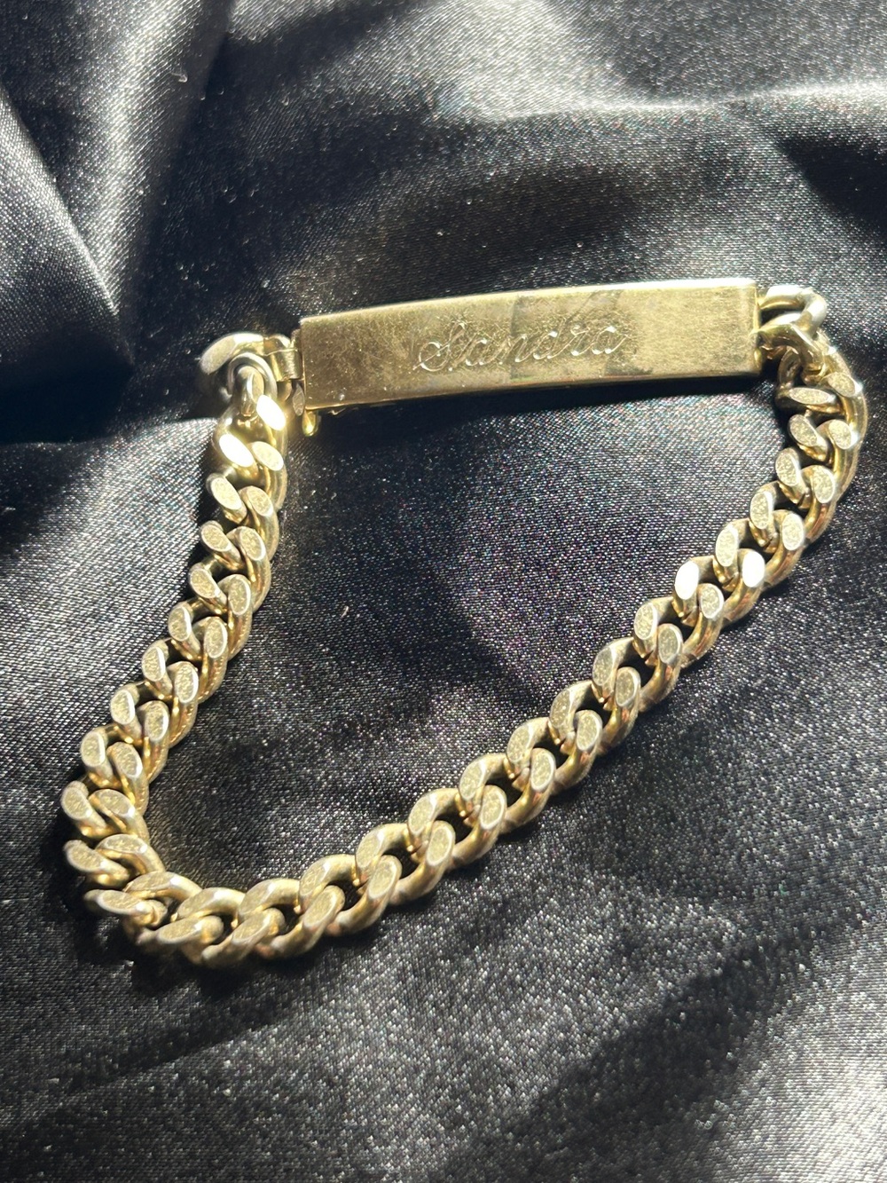 Vintage Engraved Gold Plate Link ID Bracelet